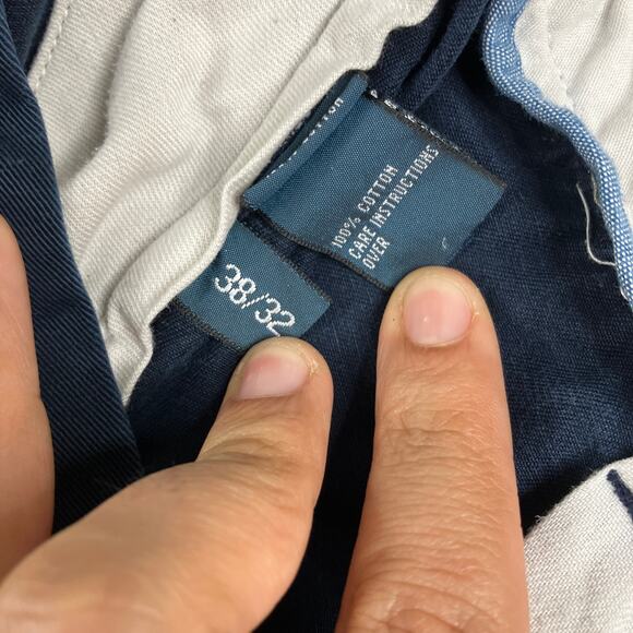 Polo Ralph Lauren Pants Mens 38x32 Navy Classic Fit Pleated Front Chino Casual - Picture 9 of 12